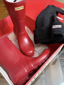 Hunter original short red boots