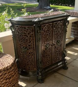 French 19th Century Rare Antique Godin Ornate Porcelain Enamel Cast Iron Dry Bar Cabinet