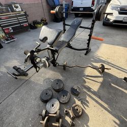 Complete Home Gym Package -Bench + weights + Barbells