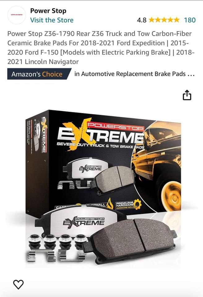 Power Stop Z36-1790 Rear Z36 Truck and Tow Carbon-Fiber Ceramic Brake Pads.