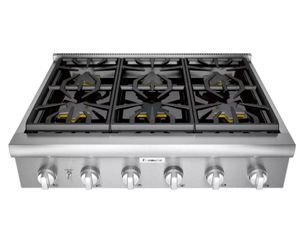 Thermador professional 36 inch gas range top & 36 inch wall mount hood