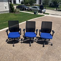 3 Used Blue Chairs 