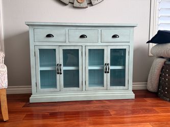 Kirklands Rustic Farmhouse Teal console table