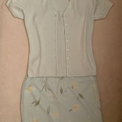 Womens Floral Skirt and Cardigan Set, Size Small (3/4)