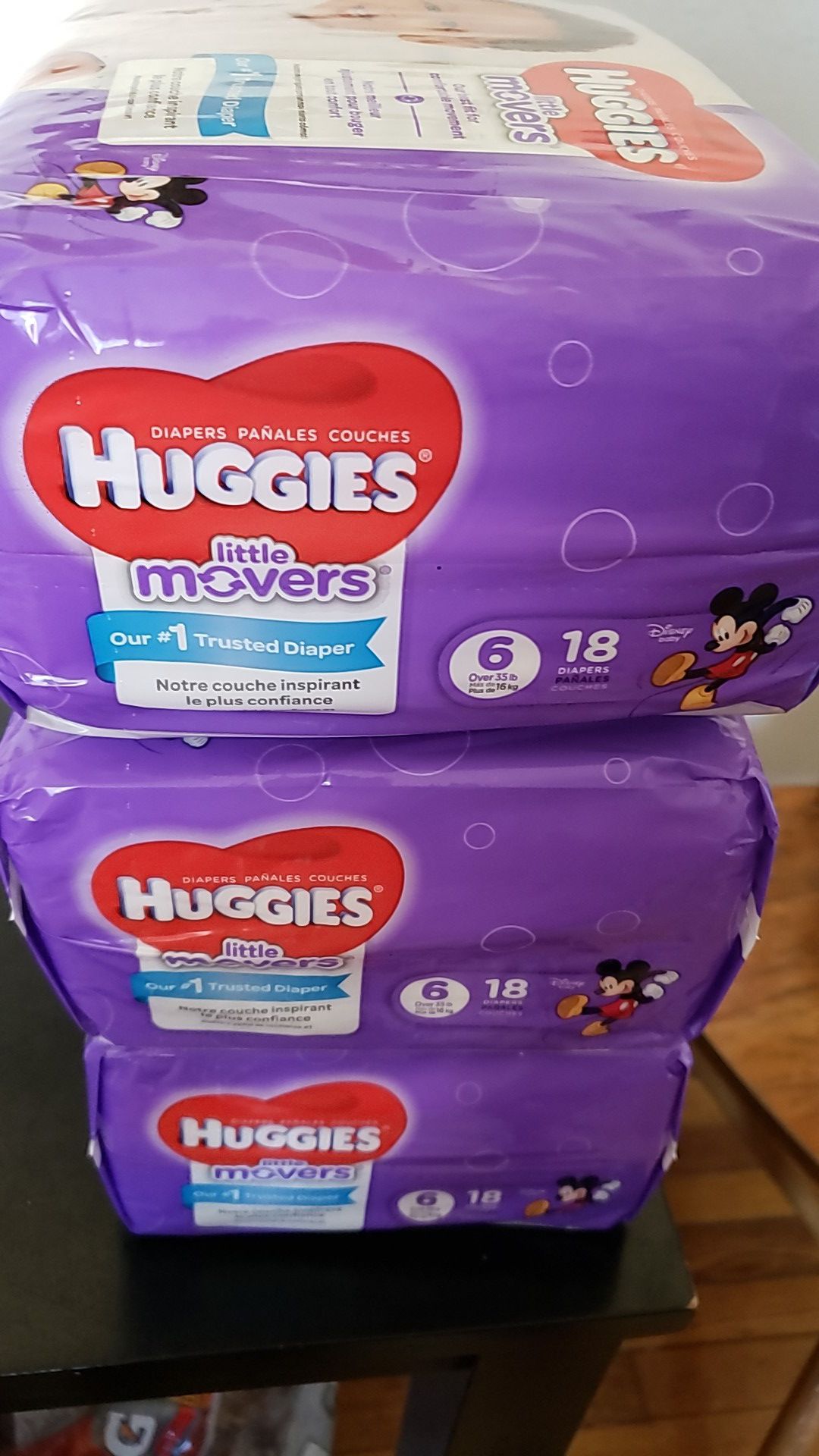 3 PACKAGES DIAPERS HUGGIES LITTLE MOVERS SIZE 6