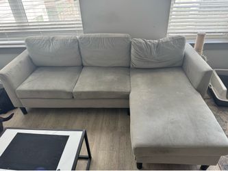 Gray L-Shaped Sectional Sofa with Chaise – Good Condition