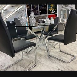 Large Dining Table Set Chairs NEW 5 Pcs NEW 