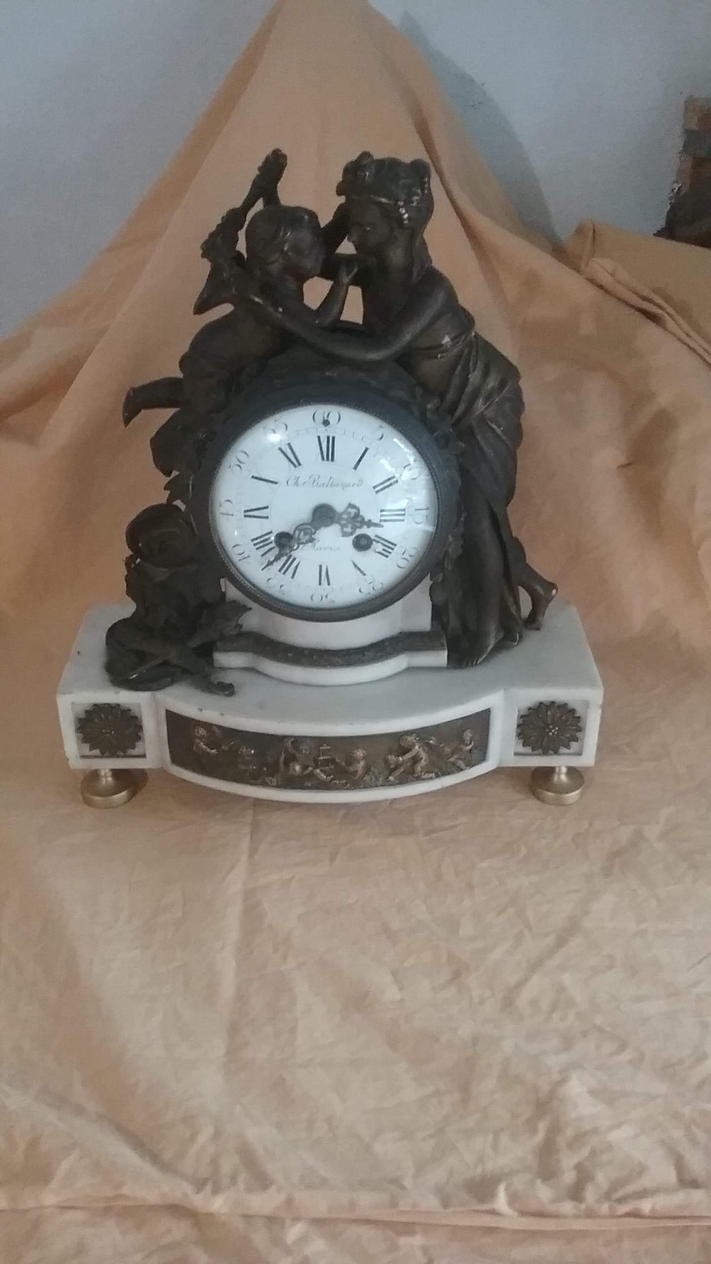 Very old bronze marble clock French