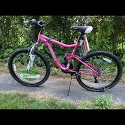 New Mongoose Aluminum Mountain Bicycle Pink Bike Dual Shock 