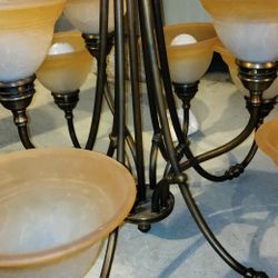 Chandelier Bronze Frosted Glass 