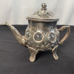 Antique 1940’s Handmade Silver Elephant Tea Pot Vintage Glass Inside W/ Lid (Rare Collectors Item!)