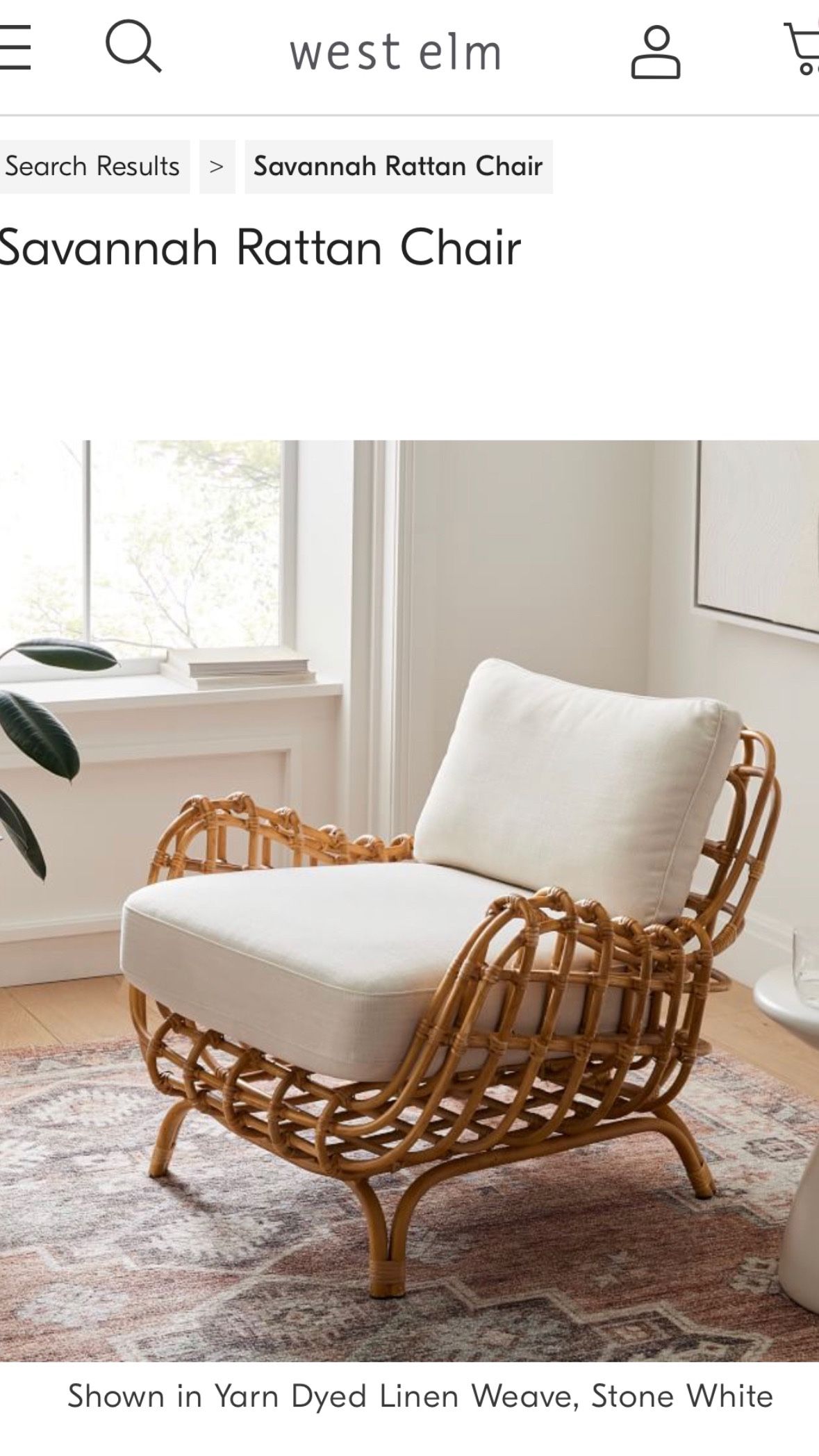 West Elm Savannah Rattan Chair