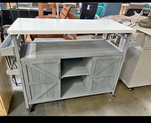Assembled New 50.25" Outdoor Grill Table with Storage & Locking Wheels Outdoor Grill Table Cart