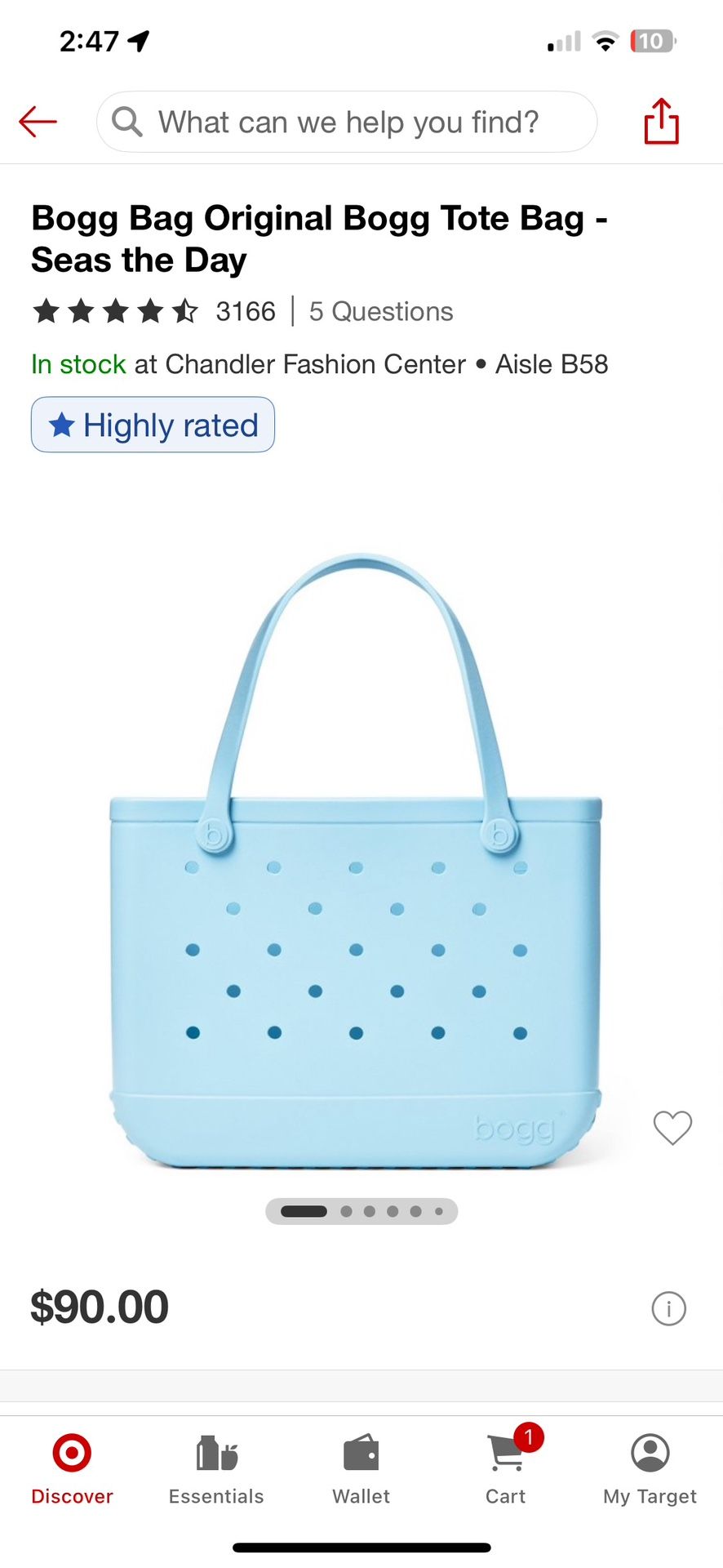 XL Blue Bogg bag “Seas the day”