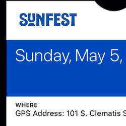 2 Sunfest Sunday Tickets 