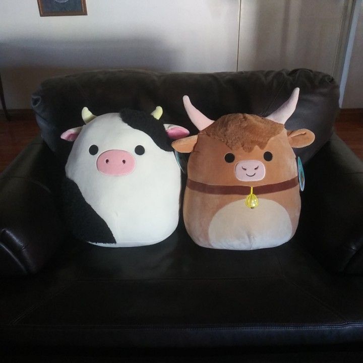 Set Of 2 Squishmallows COW & BULL 18 Inch Connor & Colton Squishmallow Exclusive Rare Collectible Plush