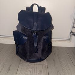 Coach Navy Blue Warner Backpack Suede 