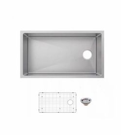 36 in. Undermount Single Bowl 18 Gauge Stainless Steel Kitchen Sink with Accessories