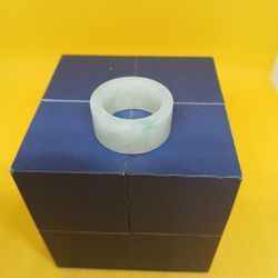 Size 10 US Thumb Ring 12.2x3.6mm A Genuine Green Jade Burma Lucky Ring 