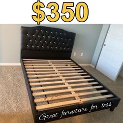 Full Size Bed Frame Faux Leather Brand New