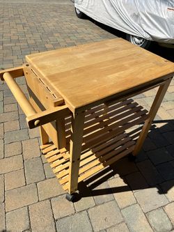Rolling Wood Kitchen Island / Butcher Block Cart – Good Con