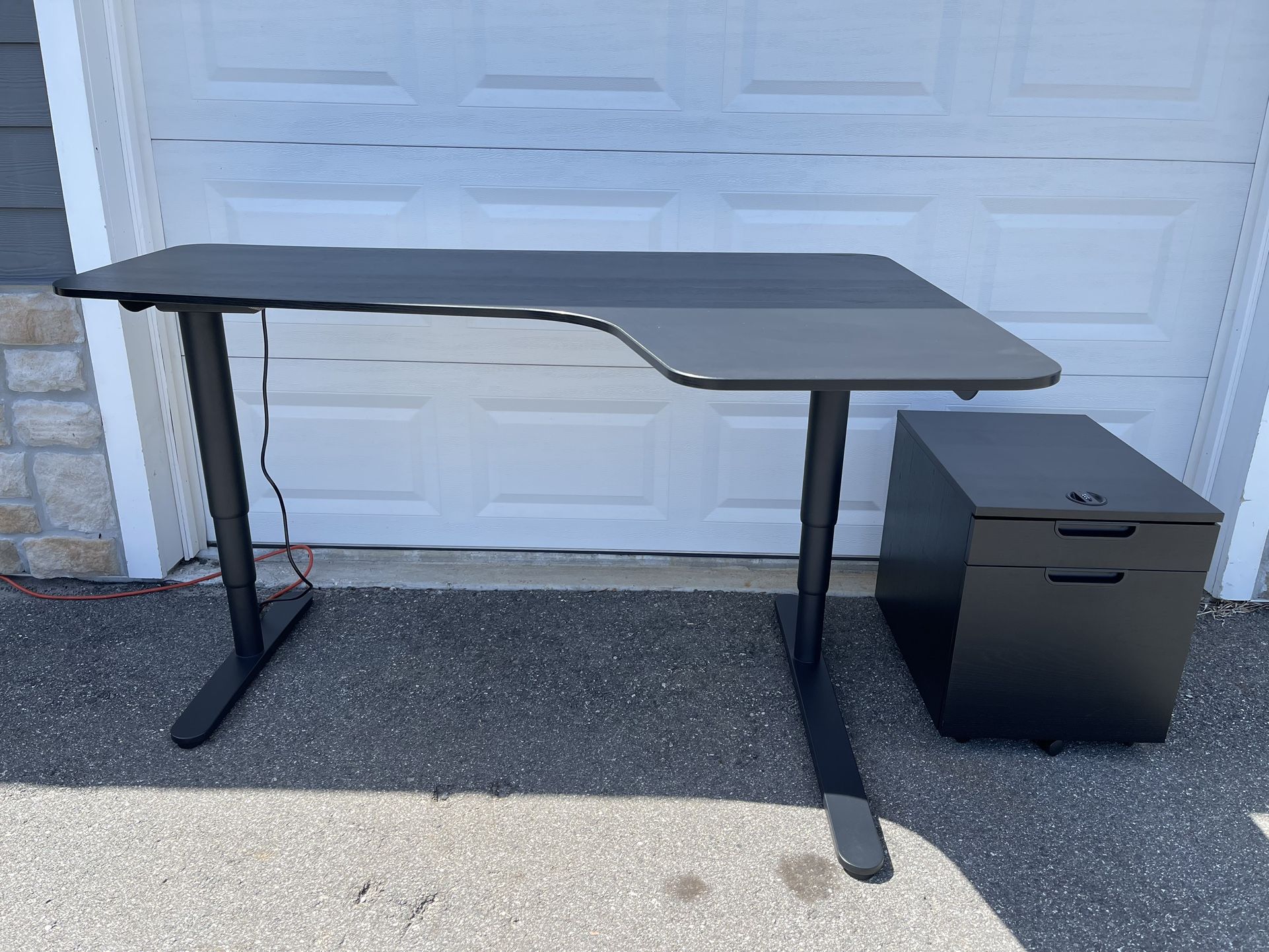 DEAL OF THE DAY!!! IKEA Adjustable Office Table 5.5 x 3.5 with Matching 2 Draw File Cabinet
