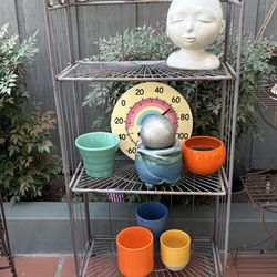 Vintage Metal Folding Plant Stand Pot Holder Shelf
