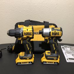 DEWALT 20V Atomic Drill and Max Xr Impact Driver 2 Tool Cordless Combo Kit with (2) 2.0Ah Batteries, Charger, and Bag