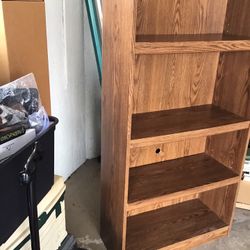  Wood Book Case. 27 Inches Wide, 11 1/2 Inches Deep, 6 Feet Tall. 5 Shelves.