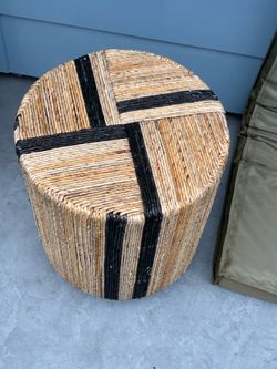 Modern woven geometric round side table