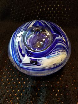 Blue Glass Vase Oil Lamp Decor 