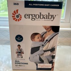 Ergobaby 360 All-Position Baby Carrier with Lumbar Support, Chambray Grey, Cool Air Mesh (NIB)