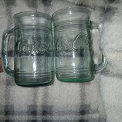 Two Vintage Coco- Cola Glass Mugs 