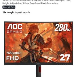 27 Inch Curved 280hz Gaming Monitor 