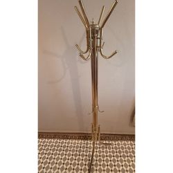 Vintage Coat Rack Brass Entry Hall Hook For Hats Coats Jackets MCM 68” Tall