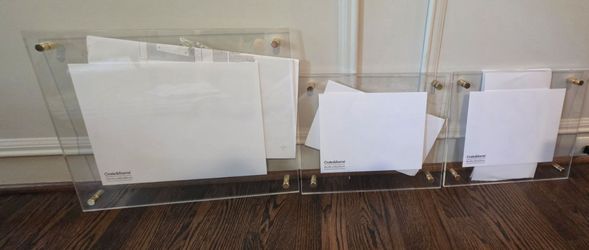 (3) New Crate & Barrel acrylic and gold picture frames - Wall mount