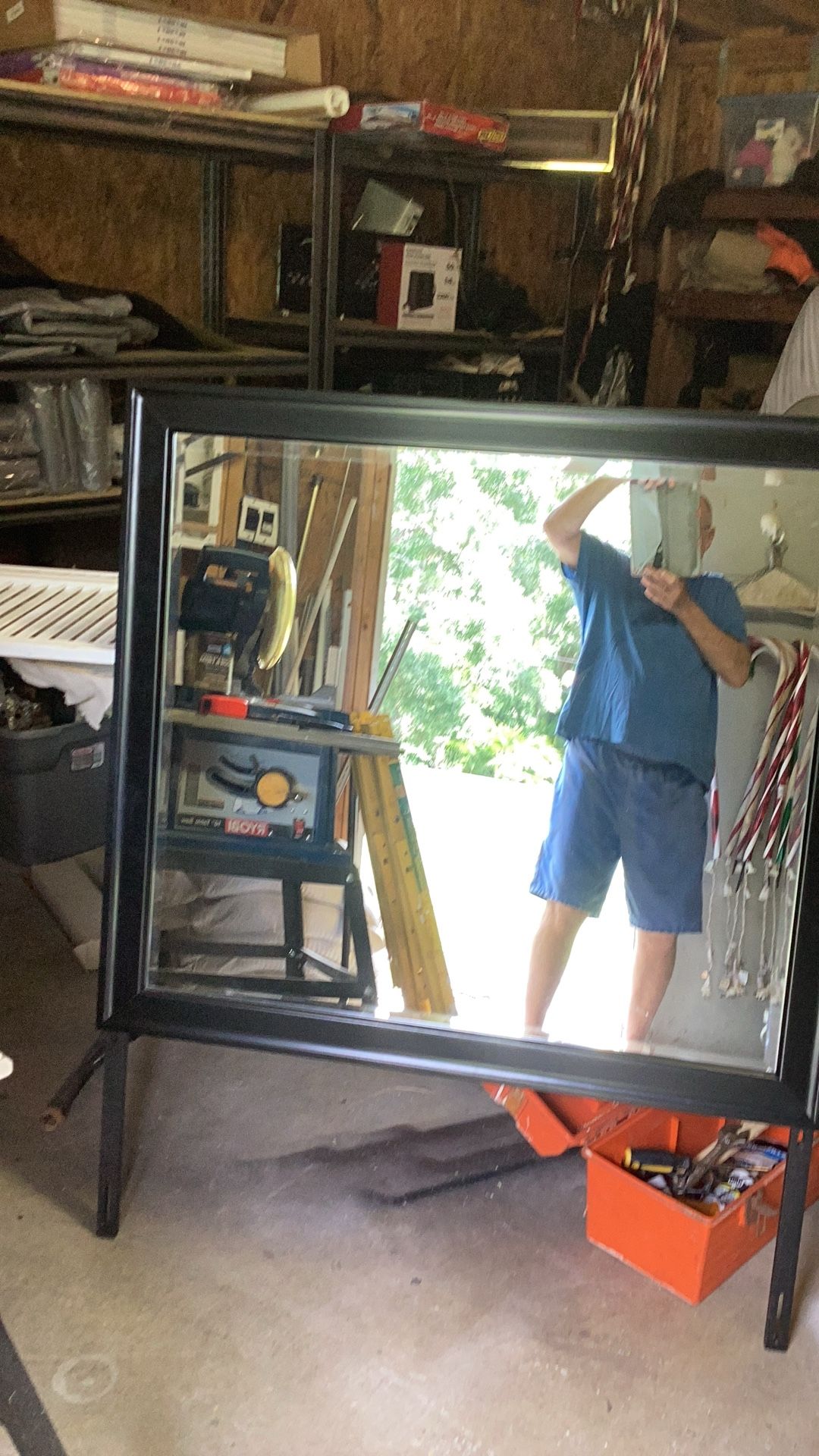 Black trim, mirror for dresser or can be hung