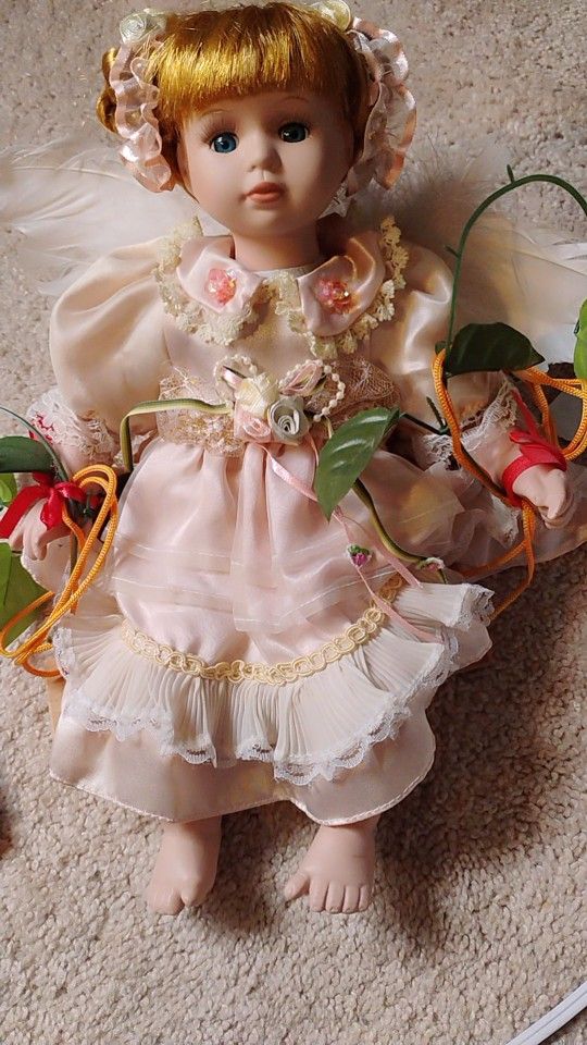 Antique Porcelain Doll W/ Swing
