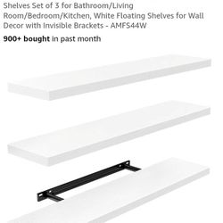 AMADA HOMEFURNISHING 23.6" L Floating Shelves, Wall Shelves Set of 3 for Bathroom/Living Room/Bedroom/Kitchen, White Floating Shelves for Wall Decor w