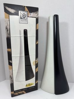 16” Tabletops Lifestyles Eclipse 2-Piece Vase Set Black & White