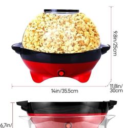 6 Quart Popcorn Machine - 24 Cups, Stir Crazy Popcorn Popper Machine, Electric Hot Oil Popcorn Maker Machine, with Nonstick Plate & Stirring Rod, Larg