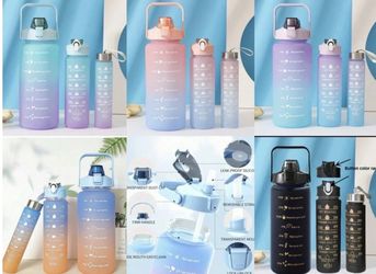 15pack Water Bottle Motivational Water Bottle with Straw Time Marker