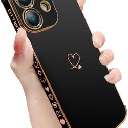 Designed for iPhone 12 Case for Girl Women, Raised Corners Bumper Drop Protection, Soft TPU Shockproof Anti-Scratch, Full Camera Lens Protection Case