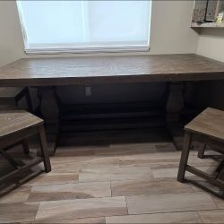 Large Dining Table 4 Chairs And A Bench