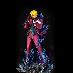3D Printed Sanji Anime Figure Suit Pose with Flames