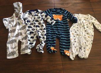 Boys size 3/6 months footed onesies
