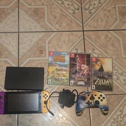 Nintendo Switch OLED Bundle + 3 Games + Zelda Controller