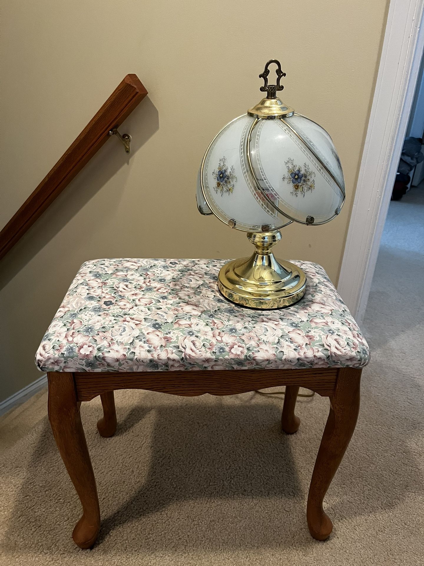 Sewing Or Makeup Stool and Table Lamp