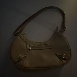 Brown light beige leather shoulder bag with zipper and buckle details leather #shoulderbag