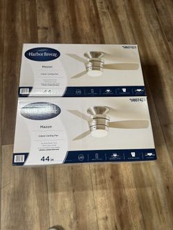 Harbor Breeze Mazon 44-in Integrated LED Flush Mount Brushed Nickel with Brushed Nickel/ Black Blade